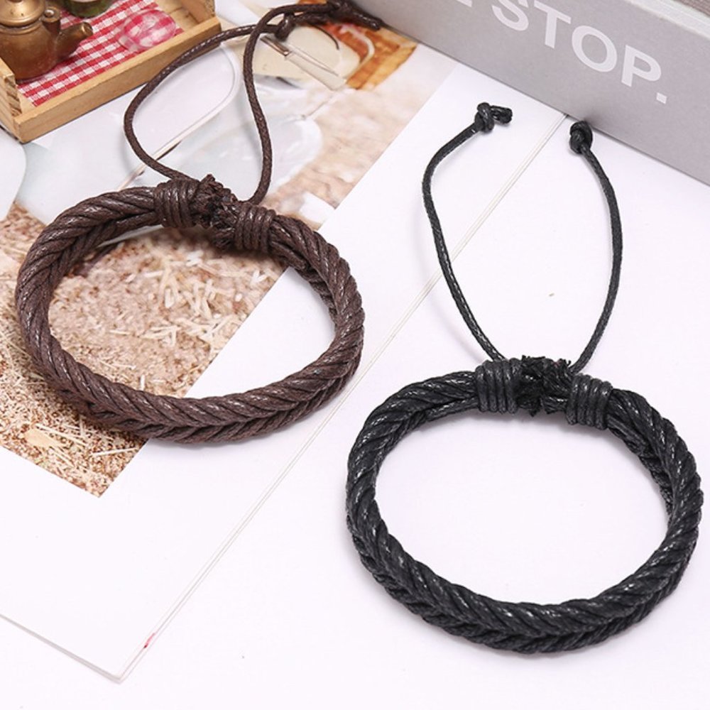 Hand Woven Faux Leather  Bracelet